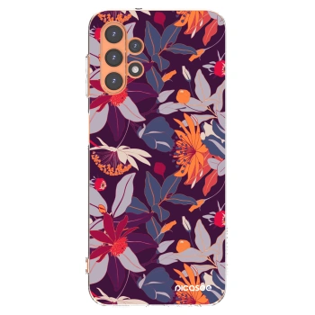 Picasee silikónový prehľadný obal pre Samsung Galaxy A13 4G A135 - Purple Leaf