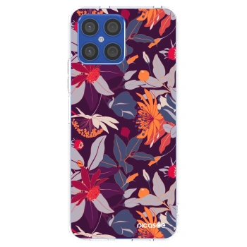 Picasee silikónový prehľadný obal pre Honor X8 4G - Purple Leaf
