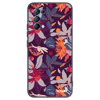 Picasee silikónový čierny obal pre OPPO Reno 5 5G - Purple Leaf