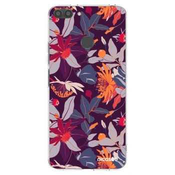 Picasee silikónový prehľadný obal pre Huawei P Smart - Purple Leaf