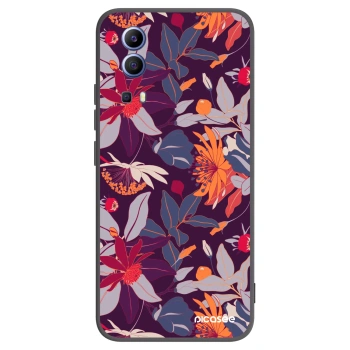 Picasee silikónový čierny obal pre Vivo Y52 5G - Purple Leaf