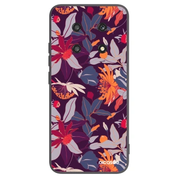 Picasee silikónový čierny obal pre Honor Magic4 Lite 5G - Purple Leaf