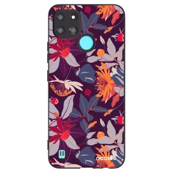 Picasee silikónový čierny obal pre Realme C21Y - Purple Leaf