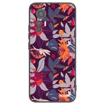 Picasee silikónový čierny obal pre Xiaomi 12 Lite - Purple Leaf