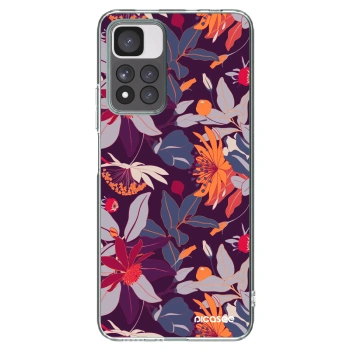 Picasee silikónový prehľadný obal pre Xiaomi Redmi Note 11 Pro+ 5G - Purple Leaf