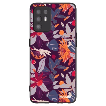 Picasee silikónový čierny obal pre OPPO A94 5G - Purple Leaf
