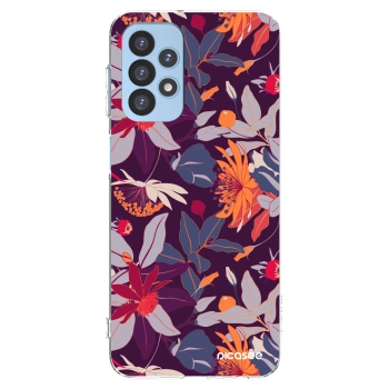 Picasee silikónový prehľadný obal pre Samsung Galaxy A23 A235F 4G - Purple Leaf
