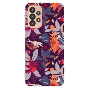 Picasee silikónový prehľadný obal pre Samsung Galaxy A23 A236B 5G - Purple Leaf