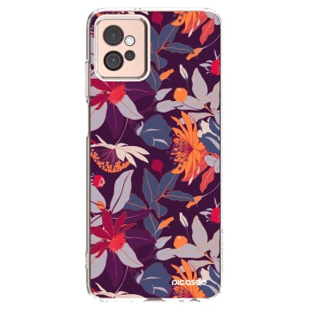 Picasee silikónový prehľadný obal pre Motorola Moto G32 - Purple Leaf