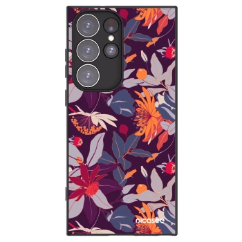 Picasee silikónový čierny obal pre Samsung Galaxy S23 Ultra 5G - Purple Leaf