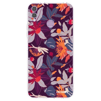 Picasee silikónový prehľadný obal pre Honor 8X - Purple Leaf