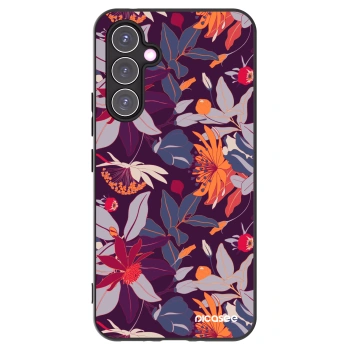 Picasee silikónový čierny obal pre Samsung Galaxy A54 5G A546B - Purple Leaf