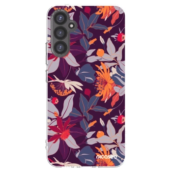 Picasee silikónový prehľadný obal pre Samsung Galaxy A34 5G A346B - Purple Leaf