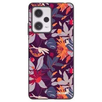 Picasee silikónový čierny obal pre Xiaomi Redmi Note 12 Pro+ 5G - Purple Leaf