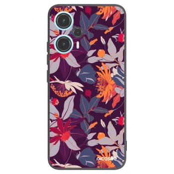 Picasee silikónový čierny obal pre Xiaomi Poco F5 - Purple Leaf