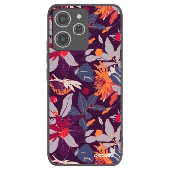Picasee silikónový čierny obal pre Xiaomi Redmi 12 4G - Purple Leaf