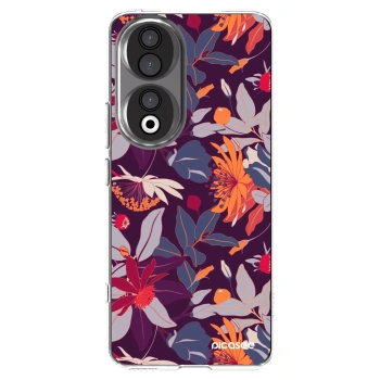 Picasee silikónový prehľadný obal pre Honor 90 5G - Purple Leaf