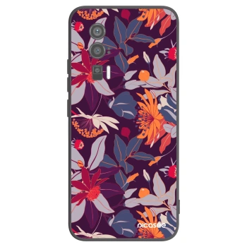 Picasee silikónový čierny obal pre Xiaomi Poco F5 Pro 5G - Purple Leaf