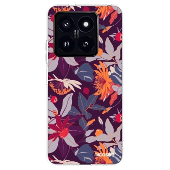 Picasee silikónový prehľadný obal pre Xiaomi 14 Pro - Purple Leaf