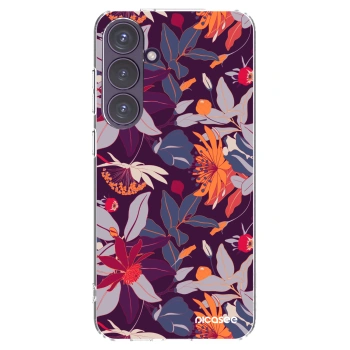 Picasee silikónový prehľadný obal pre Samsung Galaxy S24+ S926B 5G - Purple Leaf