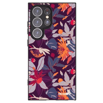 Picasee silikónový čierny obal pre Samsung Galaxy S24 Ultra S928B 5G - Purple Leaf