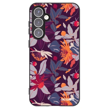 Picasee silikónový čierny obal pre Samsung Galaxy S23 FE S711B - Purple Leaf