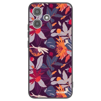 Picasee silikónový čierny obal pre Xiaomi Redmi 12 5G - Purple Leaf
