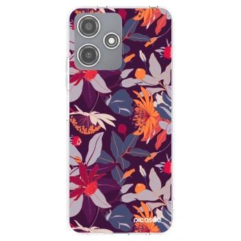 Picasee silikónový prehľadný obal pre Xiaomi Redmi 12 5G - Purple Leaf