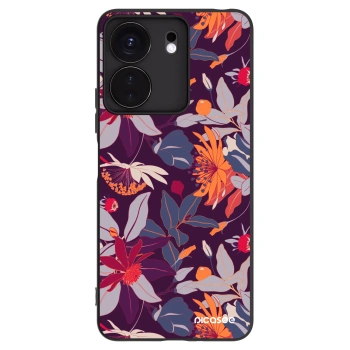 Picasee silikónový čierny obal pre Xiaomi Redmi 13C 4G - Purple Leaf