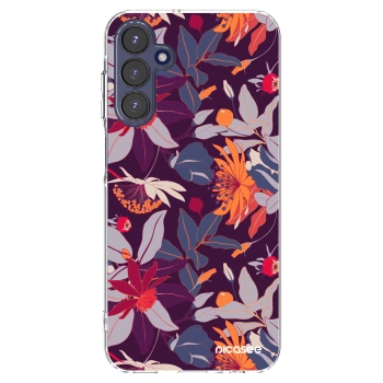 Picasee silikónový prehľadný obal pre Samsung Galaxy A15 A155F 4G - Purple Leaf