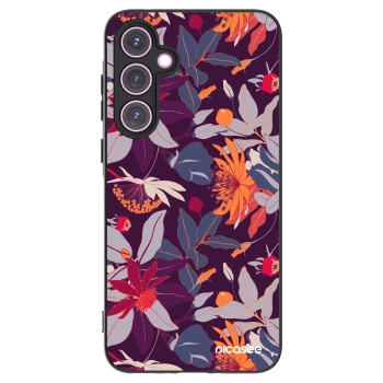 Picasee silikónový čierny obal pre Samsung Galaxy A35 5G A356B - Purple Leaf