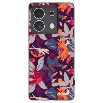 Picasee silikónový čierny obal pre Xiaomi Redmi Note 13 4G - Purple Leaf