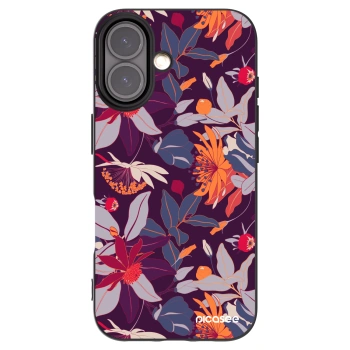Picasee silikónový čierny obal pre Apple iPhone 16 - Purple Leaf