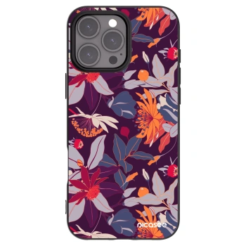 Picasee silikónový čierny obal pre Apple iPhone 16 Pro Max - Purple Leaf