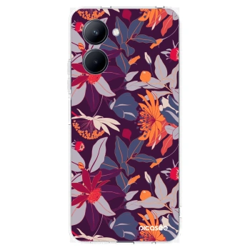 Picasee silikónový prehľadný obal pre Realme C33 (2023) - Purple Leaf