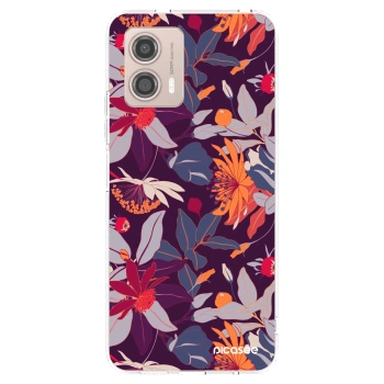 Picasee silikónový prehľadný obal pre Motorola Moto G53 5G - Purple Leaf