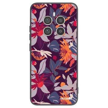 Picasee silikónový čierny obal pre Realme 12 Pro 5G - Purple Leaf