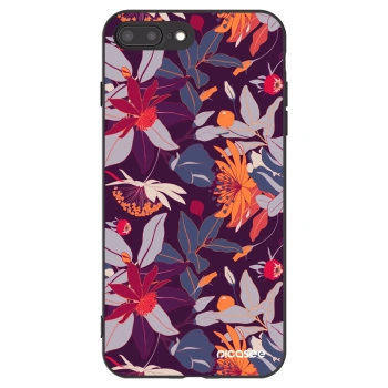 Picasee silikónový čierny obal pre Apple iPhone 7 Plus - Purple Leaf