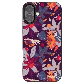 Picasee silikónový čierny obal pre Apple iPhone 16 Plus - Purple Leaf