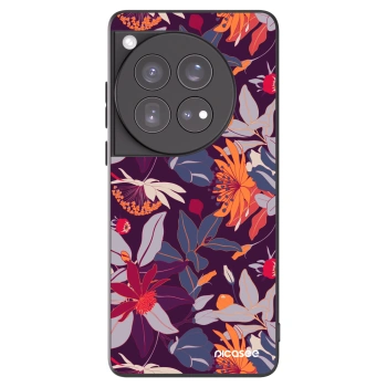 Picasee silikónový čierny obal pre OnePlus 12 5G - Purple Leaf