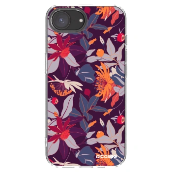 Picasee silikónový prehľadný obal pre Apple iPhone 16e - Purple Leaf