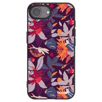 Picasee silikónový čierny obal pre Apple iPhone 16e - Purple Leaf