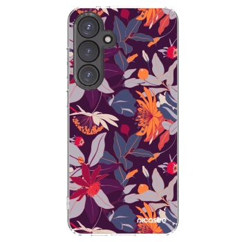 Picasee silikónový prehľadný obal pre Samsung Galaxy S24 FE S721B - Purple Leaf
