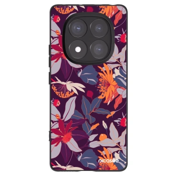 Picasee silikónový čierny obal pre Xiaomi Redmi Note 14 Pro+ 5G - Purple Leaf