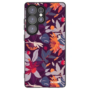 Picasee silikónový čierny obal pre Samsung Galaxy S25 Ultra 5G - Purple Leaf