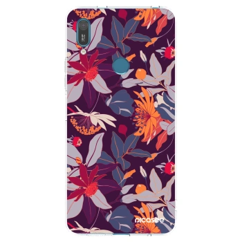 Picasee silikónový prehľadný obal pre Huawei Y7 2019 - Purple Leaf