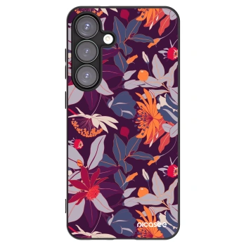 Picasee silikónový čierny obal pre Samsung Galaxy S25+ 5G - Purple Leaf