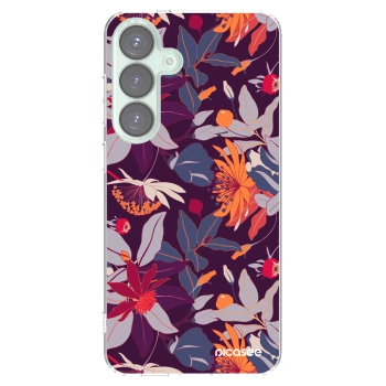 Picasee silikónový prehľadný obal pre Samsung Galaxy S25+ 5G - Purple Leaf