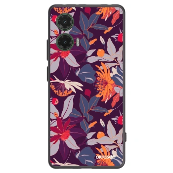 Picasee silikónový čierny obal pre Motorola Moto G35 5G - Purple Leaf
