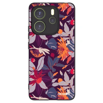 Picasee silikónový čierny obal pre Xiaomi Redmi Note 14 4G - Purple Leaf